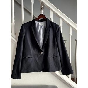 Tahari Arthur S. Levine Womens Single Button Blazer Jacket Navy Blue‎ Size 12